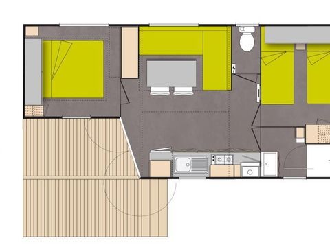 MOBILHOME 4 personnes - Créole 32 m² - 3 pièces - 2 chambres - Jacuzzi privatif - Climatisation