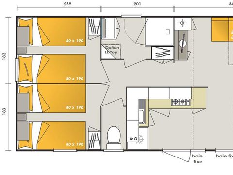 MOBILHOME 6 personnes - Bora-Bora - 38m² - 3 chambres - climatisé