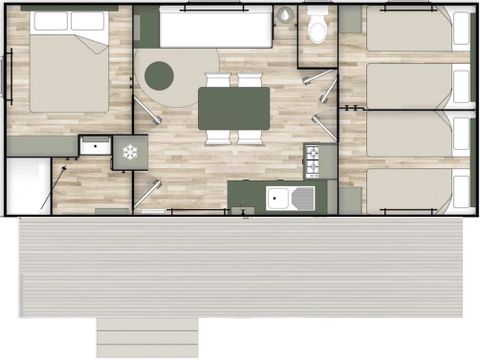 Mobilhome 6 personnes - MH EVASION - 33.3m² - 3 chambres - Clim - Terrasse