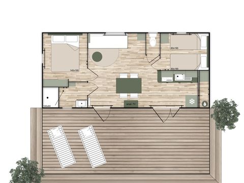 MOBILHOME 5 personnes - Mobil PHOENIX climatisé 2 chambres (33m²)