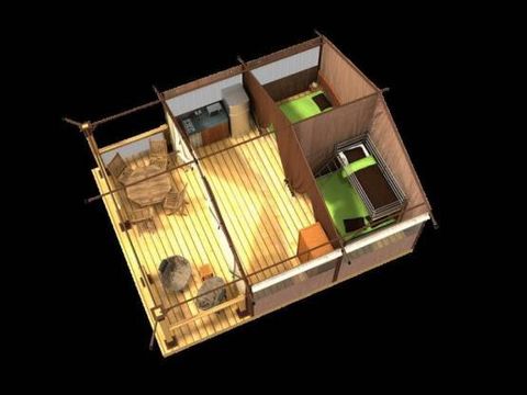 TENTE TOILE ET BOIS 5 personnes - Lodge