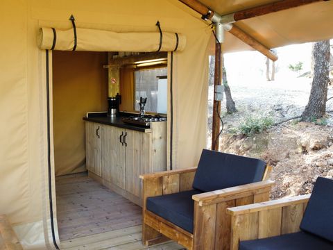 Tente en toile et en bois 5 personnes - Eco-Lodge - SAVANE