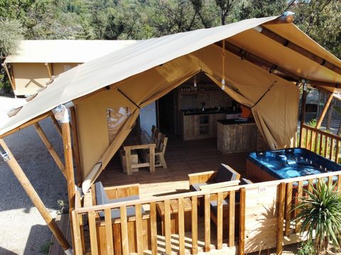 Tente en toile et en bois 6 personnes - Eco-Lodge - WOODY - 3 chambres