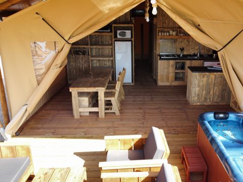 Tente en toile et en bois 6 personnes - Eco-Lodge - WOODY - 3 chambres