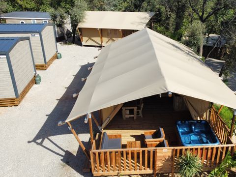 Tente en toile et en bois 6 personnes - Eco-Lodge - WOODY - 3 chambres