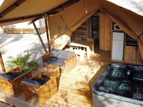 Tente en toile et en bois 4 personnes - Eco-Lodge - WOODY - 2 chambres