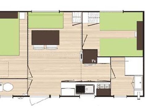 Mobilhome 4 personnes - Standard 22m² - 2 chambres - TV