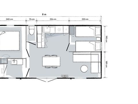 Mobilhome 4 personnes - Premium Plus 31m2 - 2 chambres - +TV+Clim+Draps+Serviettes+Lits faits+Ménage inclus