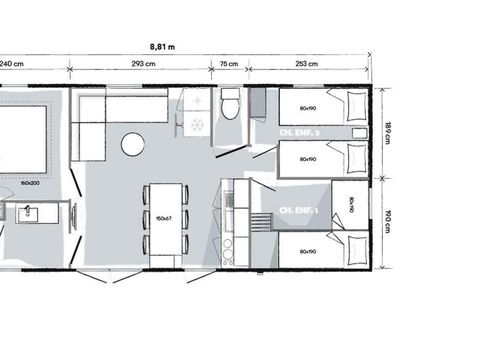 MOBILHOME 6 personnes - Mobil Home Premium Plus 33m²- 3 chambres +TV+Clim+Draps+Serviettes+Lits faits+Ménage final inclus 6 pers
