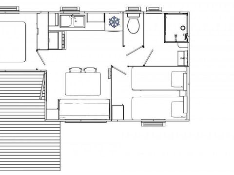 MOBILHOME 6 personnes - Mobil-home | Comfort | 2 Ch. | 4/6 Pers. | Terrasse Simple | 1 SDB | Clim.