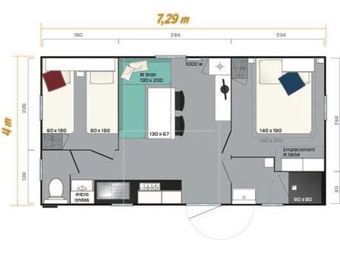 MOBILHOME 5 personnes - 2 Chambres