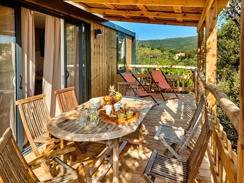 Mobilhome 6 personnes - Lodge Luxe Vue Panoramique - 2 à clim. Plancha