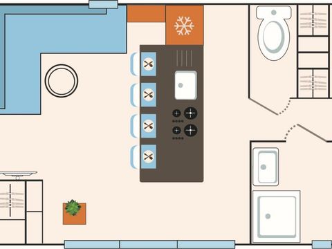Mobilhome 6 personnes - Lodge - 2 à Vue mer clim. Plancha