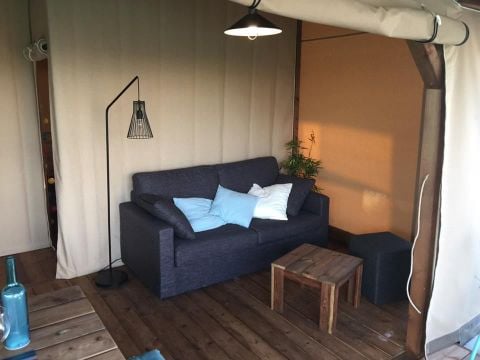 TENTE TOILE ET BOIS 5 personnes - Lodge Cotton Confort 32m² - 2 chambres + terrasse couverte