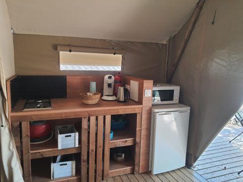 TENTE TOILE ET BOIS 4 personnes - Lodge Safari  (Photos non contractuelles : en cours d'installation)