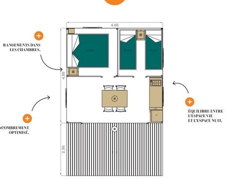 TENTE TOILE ET BOIS 4 personnes - Lodge Safari  (Photos non contractuelles : en cours d'installation)