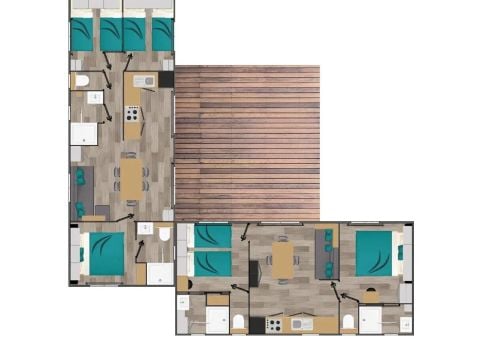 Mobilhome 10 personnes - Cottage Ibardin - 6 Pièces - Climatisé - TV