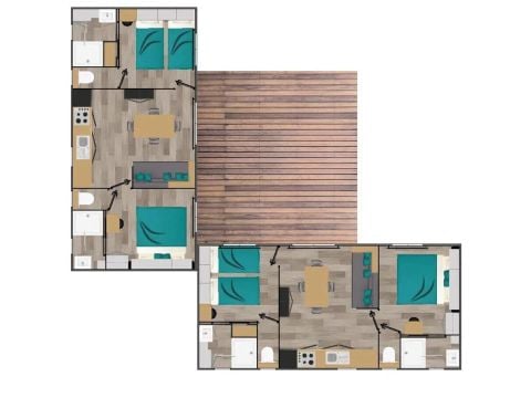 Mobilhome 8 personnes - Cottage Ibardin 5 Pièces 8 Personnes Climatisé + TV