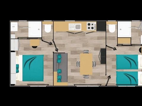 Mobilhome 4 personnes - Cottage Ilbarritz 3 Pièces 4 Personnes Climatisé + TV 2sdb