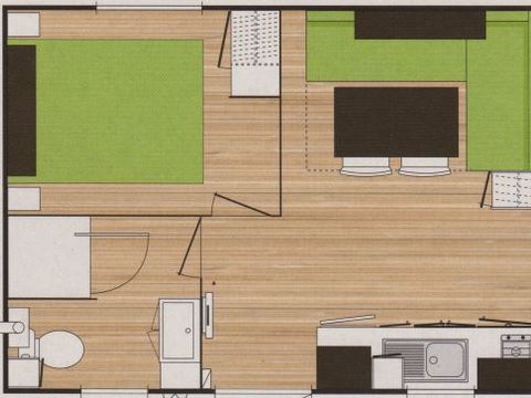 MOBILHOME 2 personnes - Ophéa - 1 chambre - 18m² -
