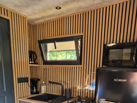 TENTE TOILE ET BOIS 3 personnes - Cabane bois Glamping sous toile saharienne