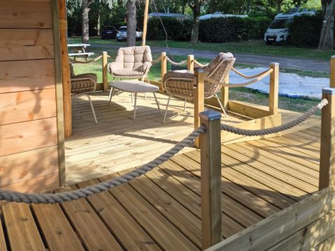 TENTE TOILE ET BOIS 3 personnes - Cabane bois Glamping sous toile saharienne