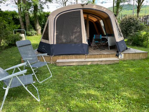 TENTE 4 personnes - Tente Meublée 23m² - 3 chambres - sans sanitaires - Auvent 11m²