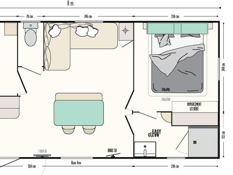 MOBILHOME 4 personnes - Mobil-home Bois Confort 29m² - 2 chambres - Terrasse couverte - TV