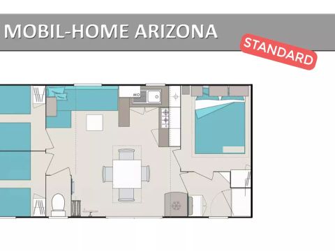 MOBILHOME 6 personnes - Mobil-home Arizona Standard 4 Pièces 6 Personnes Climatisé + TV
