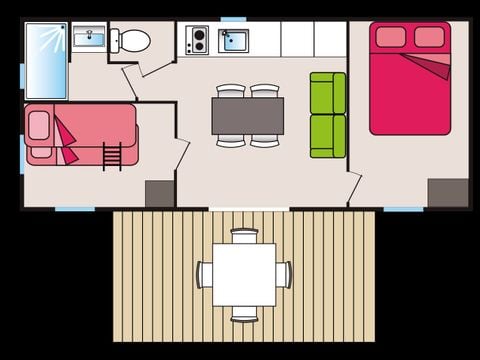 MOBILHOME 4 personnes - COTTAGE BIGARREAU 26 m² 2 CHAMBRE C