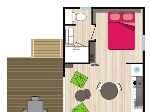 MOBILHOME 2 personnes - COTTAGE PREMIUM SPA SOMAIL 21 m² 1 ch 1 sdb B