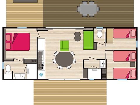 MOBILHOME 6 personnes - COTTAGE PREMIUM SPA CAROUX 40 m² 3 ch 2 sdb B