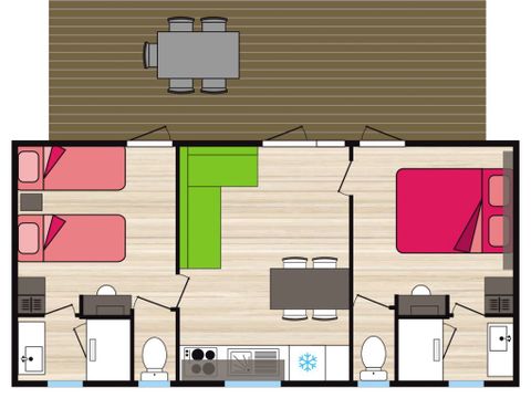 MOBILHOME 5 personnes - COTTAGE PREMIUM SPA SIDOBRE 33 m² 2 ch 2 sdb B