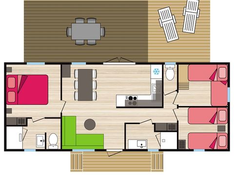 MOBILHOME 6 personnes - COTTAGE PREMIUM ESPINOUSE 40 m² 3 ch 2 sdb B