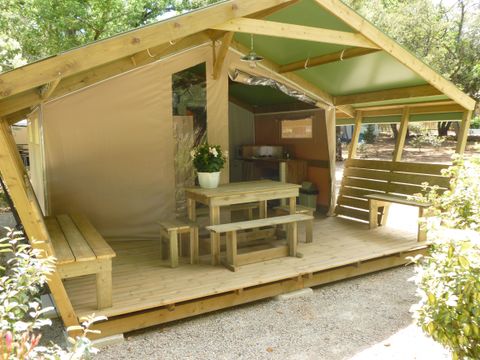 TENTE TOILE ET BOIS 5 personnes - FREE Confort 24m² - 2 chambres