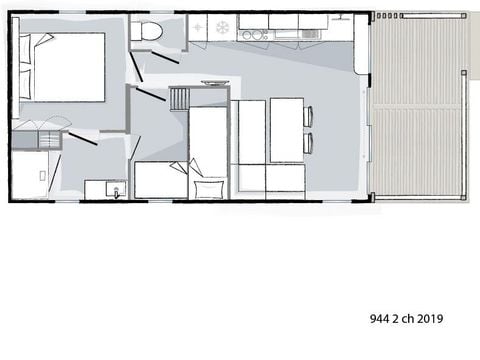 Mobilhome 4 personnes - LIVING 2 ch 28m² - ( 4 adultes max - animaux interdits - non fumeur)