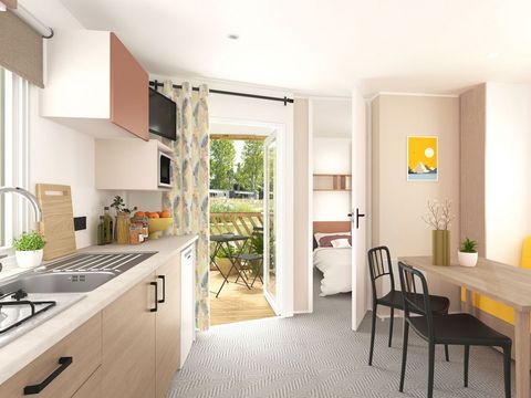 Mobilhome 4 personnes - Cottage 2 chambres - 22 m² - 4 personnes (2 adultes max) - Animaux non acceptés. Terrasse 7 m²