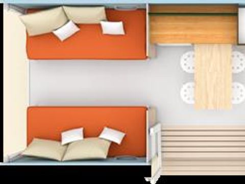 MOBILHOME 4 personnes - Le Coco 2 chambres 16m² sans sanitaire (2 adultes maxi - animaux interdits - non fumeur)