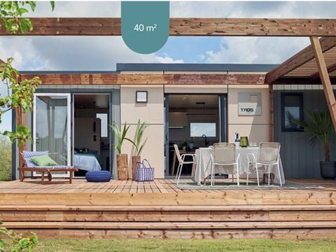 MOBILHOME 6 personnes - TAOS Luxe 40m2 terrasse 35m2+ jacuzzi privatif  - 6 pers 3 chambres 2 salles de bain - clim