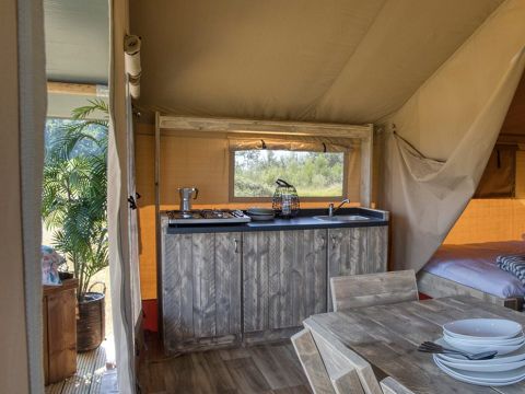 TENTE TOILE ET BOIS 5 personnes - Tente Lodge COCOONING 2 Chambres sans sanitaires