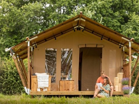Tente en toile et en bois 5 personnes - Tente Lodge COCOONING 2 Chambres sans sanitaires