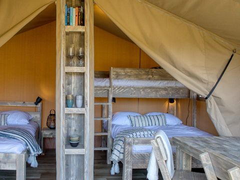 Tente en toile et en bois 5 personnes - Tente Lodge COCOONING 2 Chambres sans sanitaires