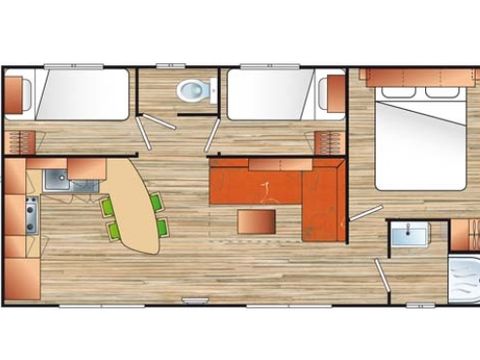 MOBILHOME 5 personnes - VISIO PREMIUM - 3 chambres - CLIM - TV - LV