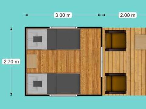 Tente en toile et en bois 2 personnes - Lodge Mini sur pilotis