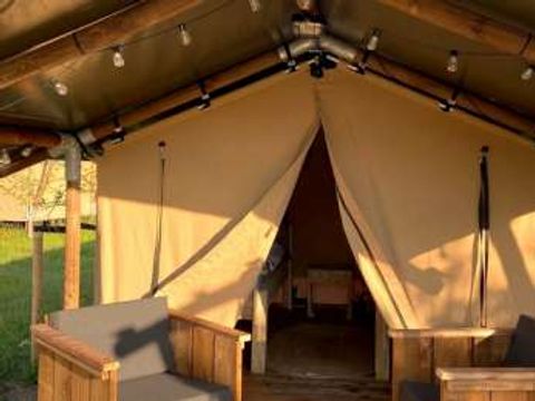 Tente en toile et en bois 2 personnes - Lodge Mini sur pilotis