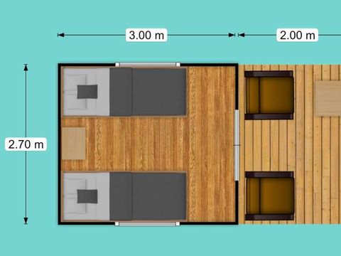 Tente en toile et en bois 2 personnes - Lodge Mini sur pilotis