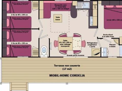 MOBILHOME 6 personnes - Mobil-Home Confort 4 Pièces 6 Personnes + TV