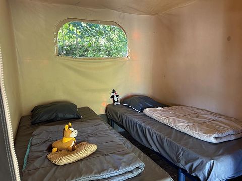 Tente en toile et en bois 4 personnes - Tente Marquise 2 chambres