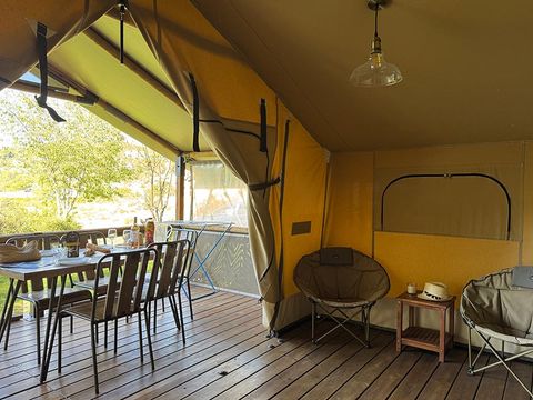 TENTE TOILE ET BOIS 5 personnes - Tente Lodge Kenya sur pilotis 2 chambres