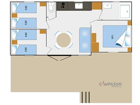 MOBILHOME 6 personnes - Cottage Premium - 6 pers. 3 chambres - climatisation + Lave vaiselle